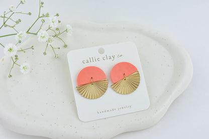 Cleo Clay Statement Earrings in Coral