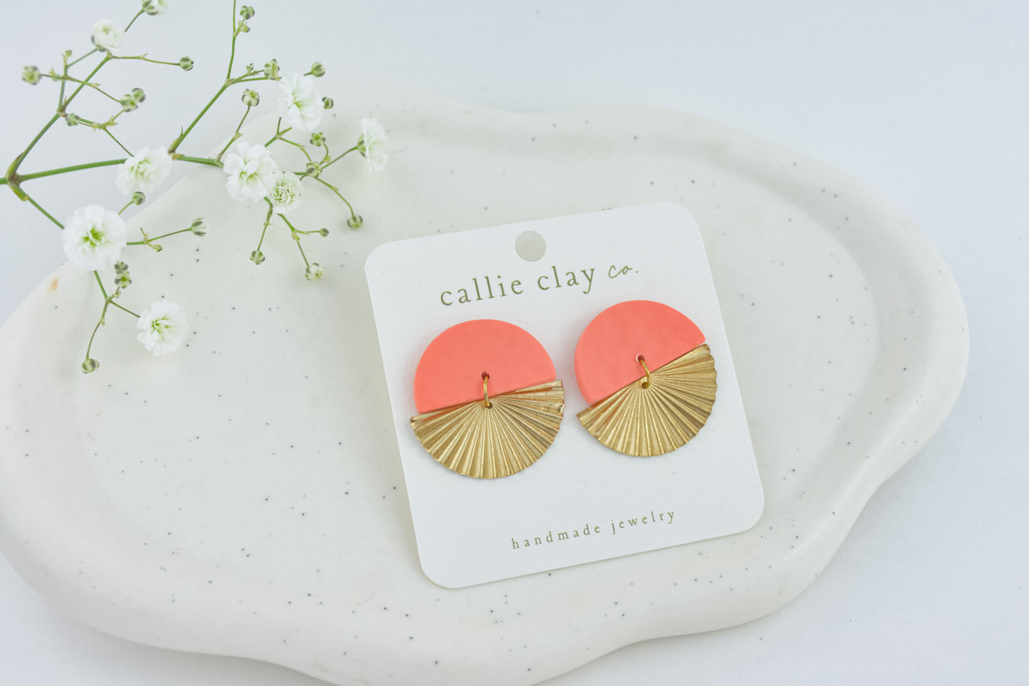 Cleo Clay Statement Earrings in Coral