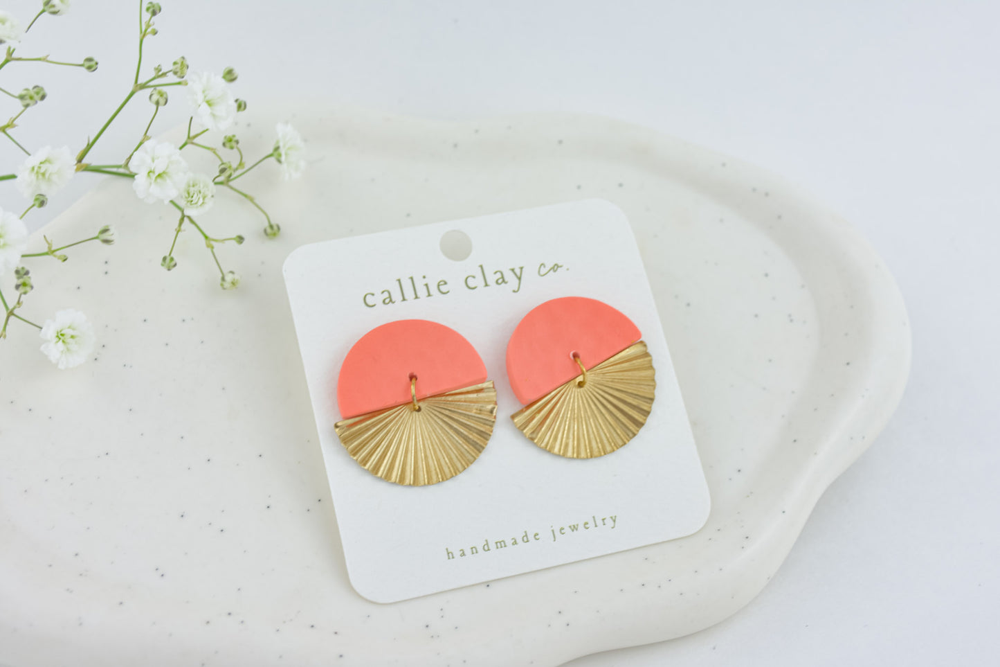 Cleo Clay Statement Earrings in Coral