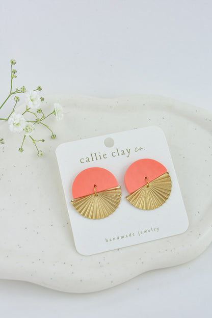 Cleo Clay Statement Earrings in Coral