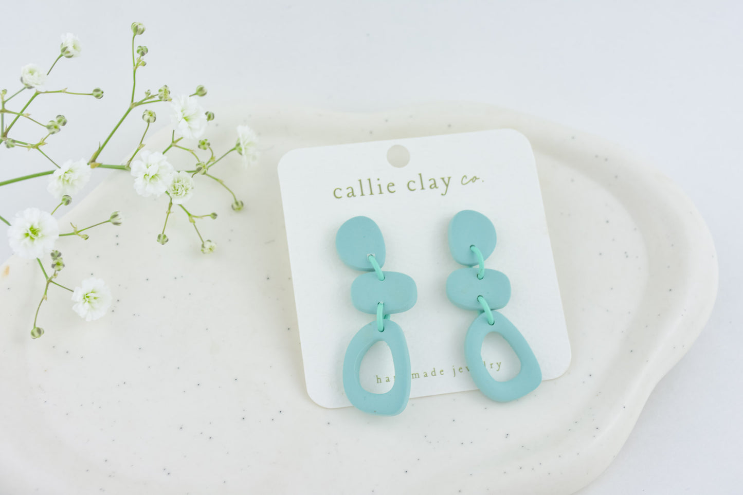 Cleo Clay Statement Earrings in Turqoise