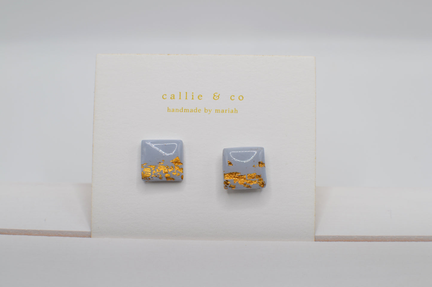 Modern Minimalist Studs | resin and gold foil