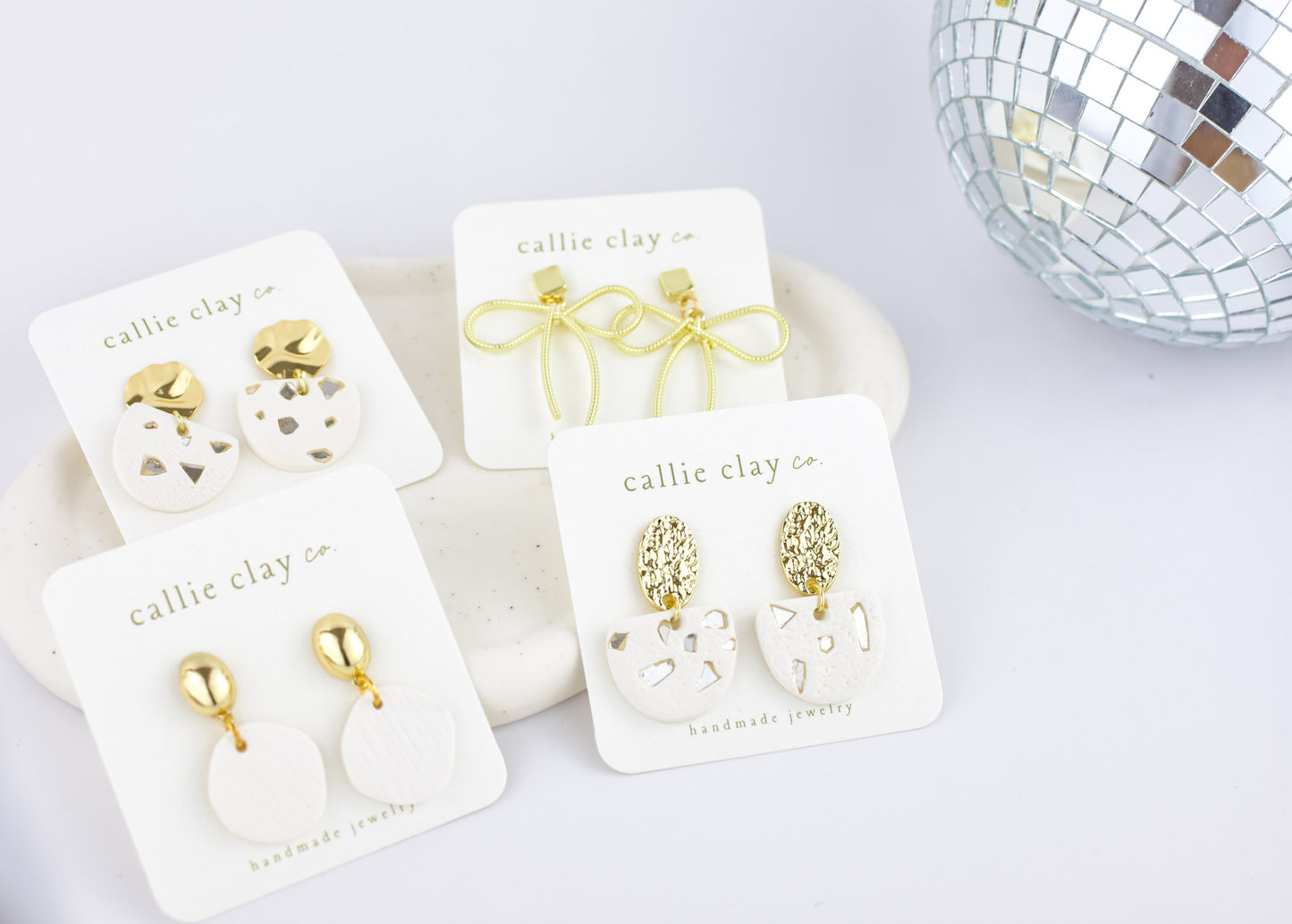 Grace Dangles | Gold & White with Stones