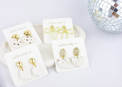 Grace Dangles | Gold & White with Stones