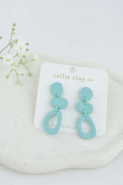 Cleo Clay Statement Earrings in Turqoise