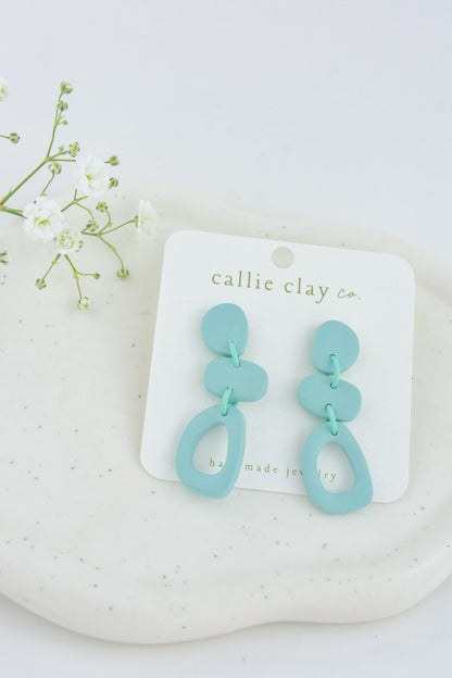 Cleo Clay Statement Earrings in Turqoise