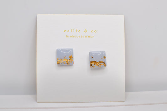 Modern Minimalist Studs | resin and gold foil