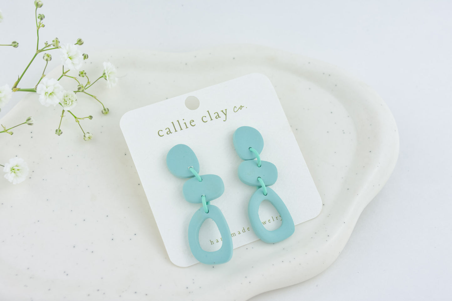 Cleo Clay Statement Earrings in Turqoise