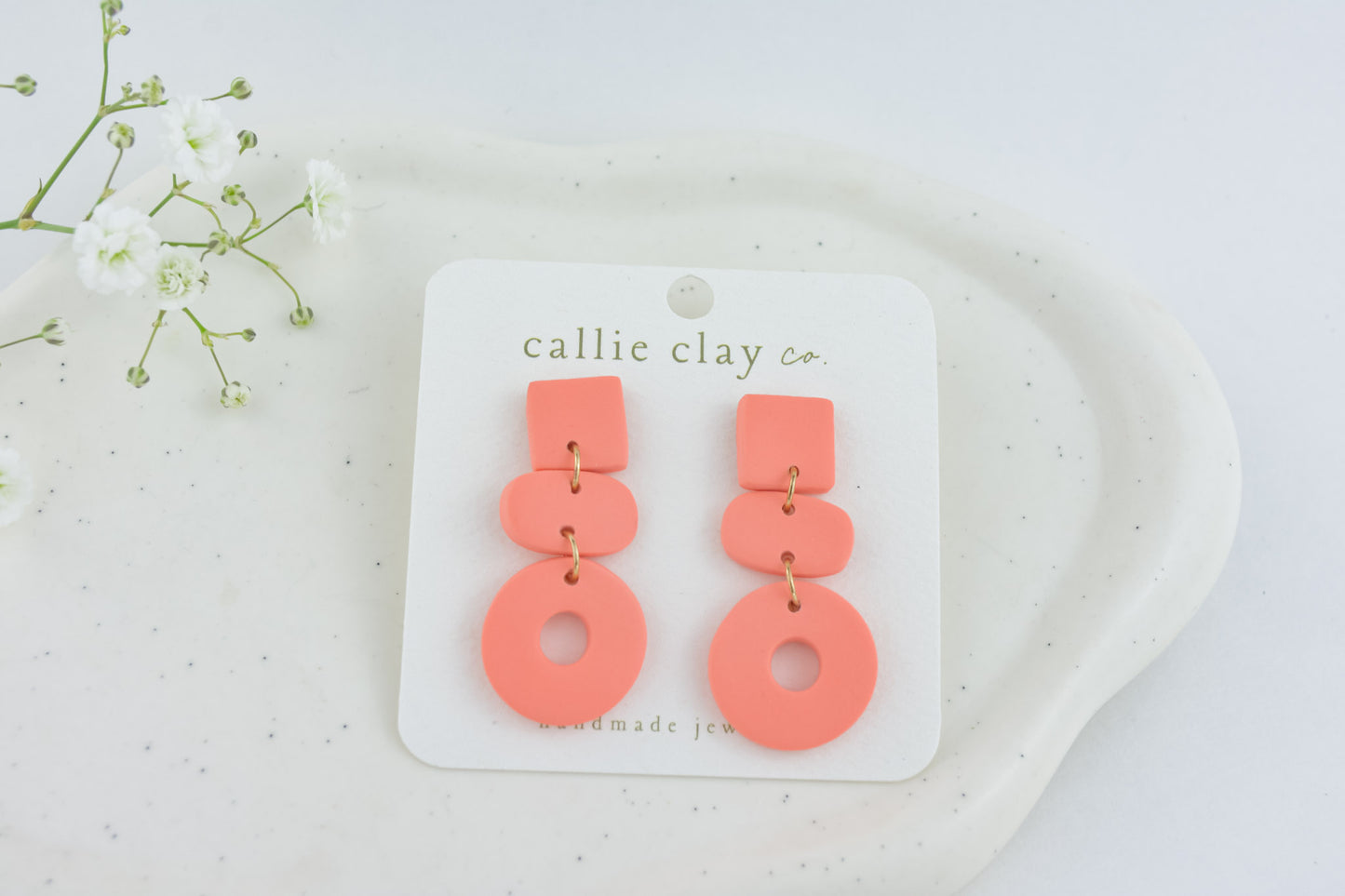 Cleo Clay Statement Earrings in Peach