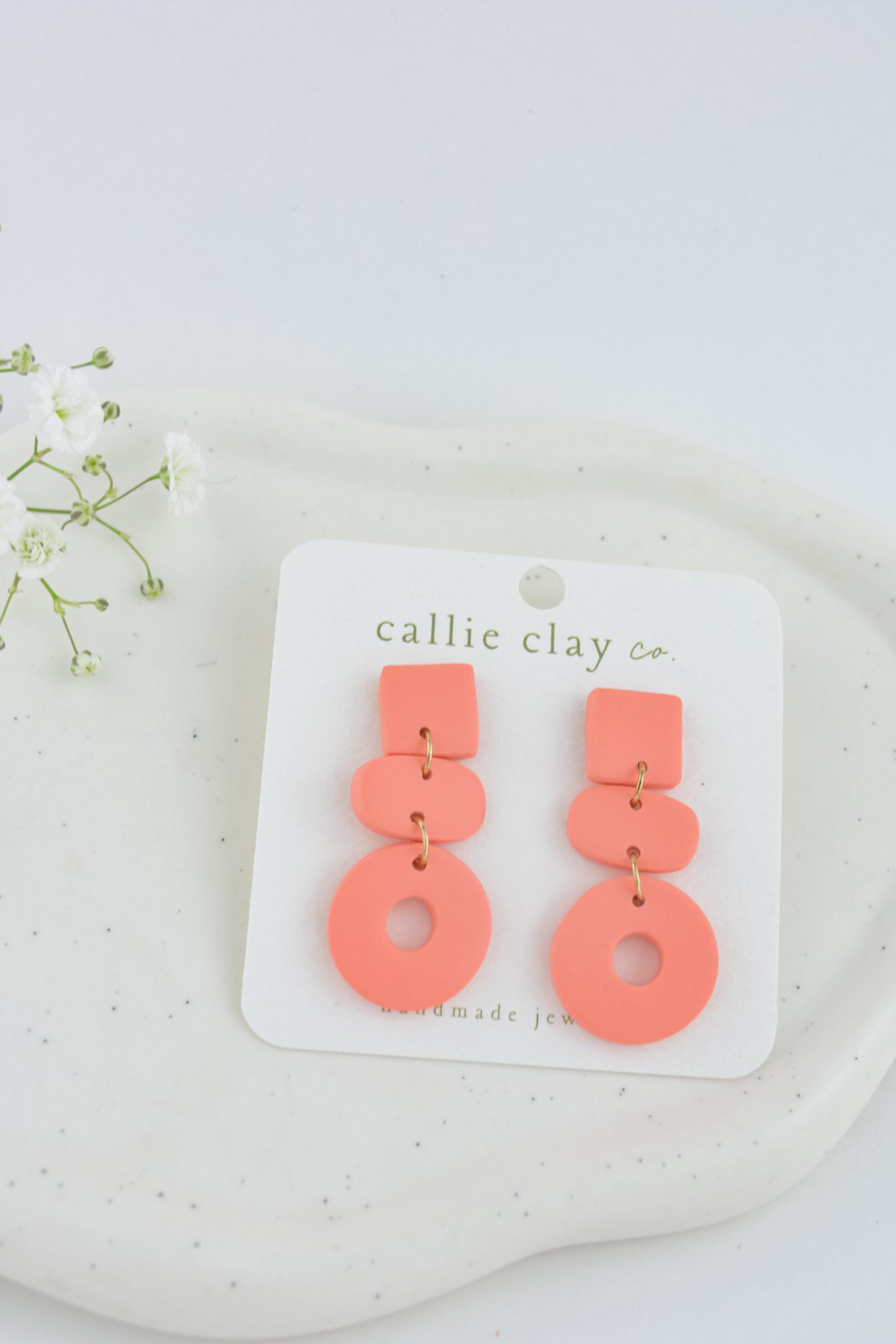 Cleo Clay Statement Earrings in Peach