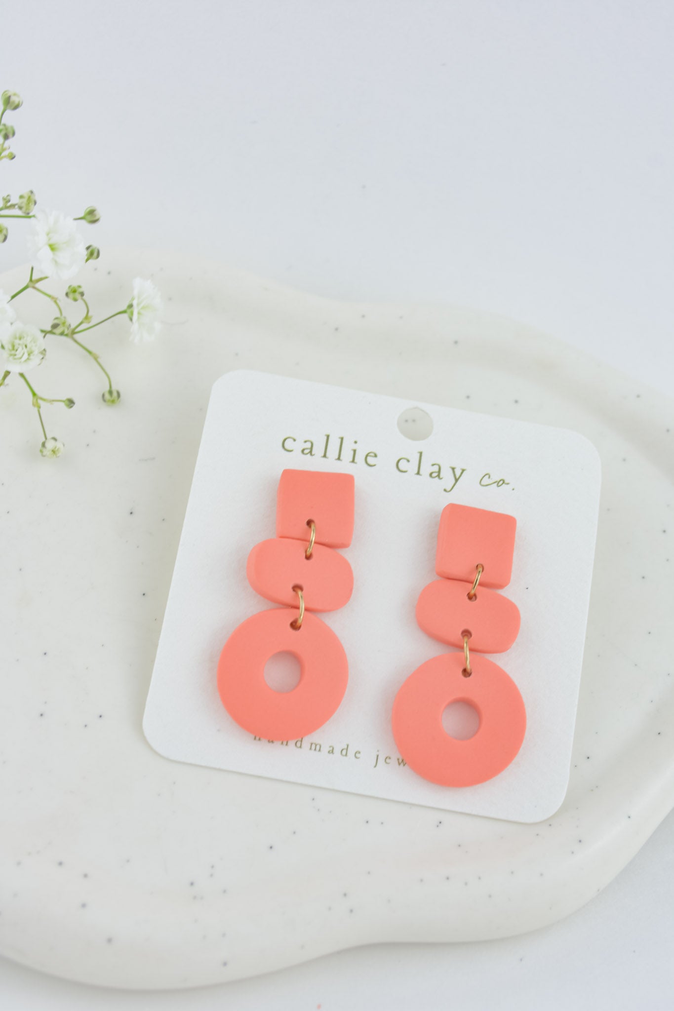 Cleo Clay Statement Earrings in Peach