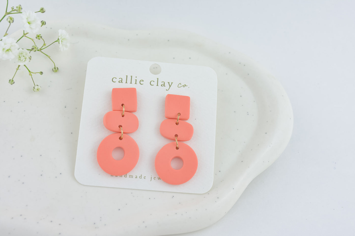 Cleo Clay Statement Earrings in Peach