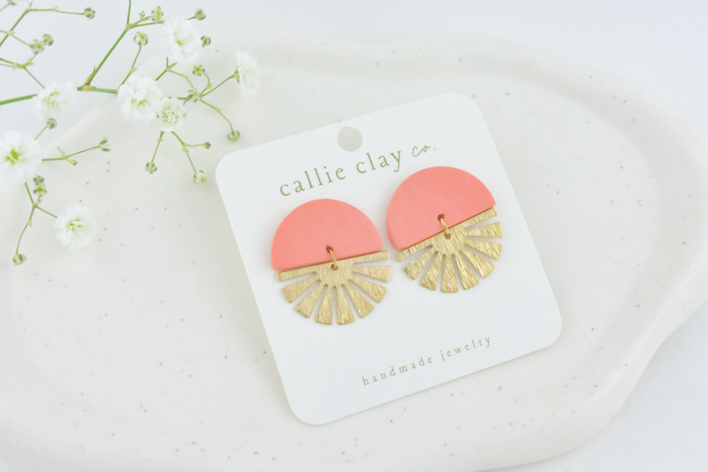 Sunburst Statement Earrings in Peach