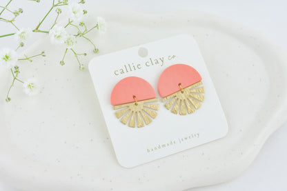 Sunburst Statement Earrings in Peach