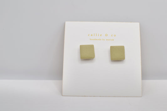 Modern Minimalist Studs | textured sage squares