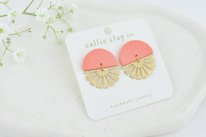 Sunburst Statement Earrings in Peach