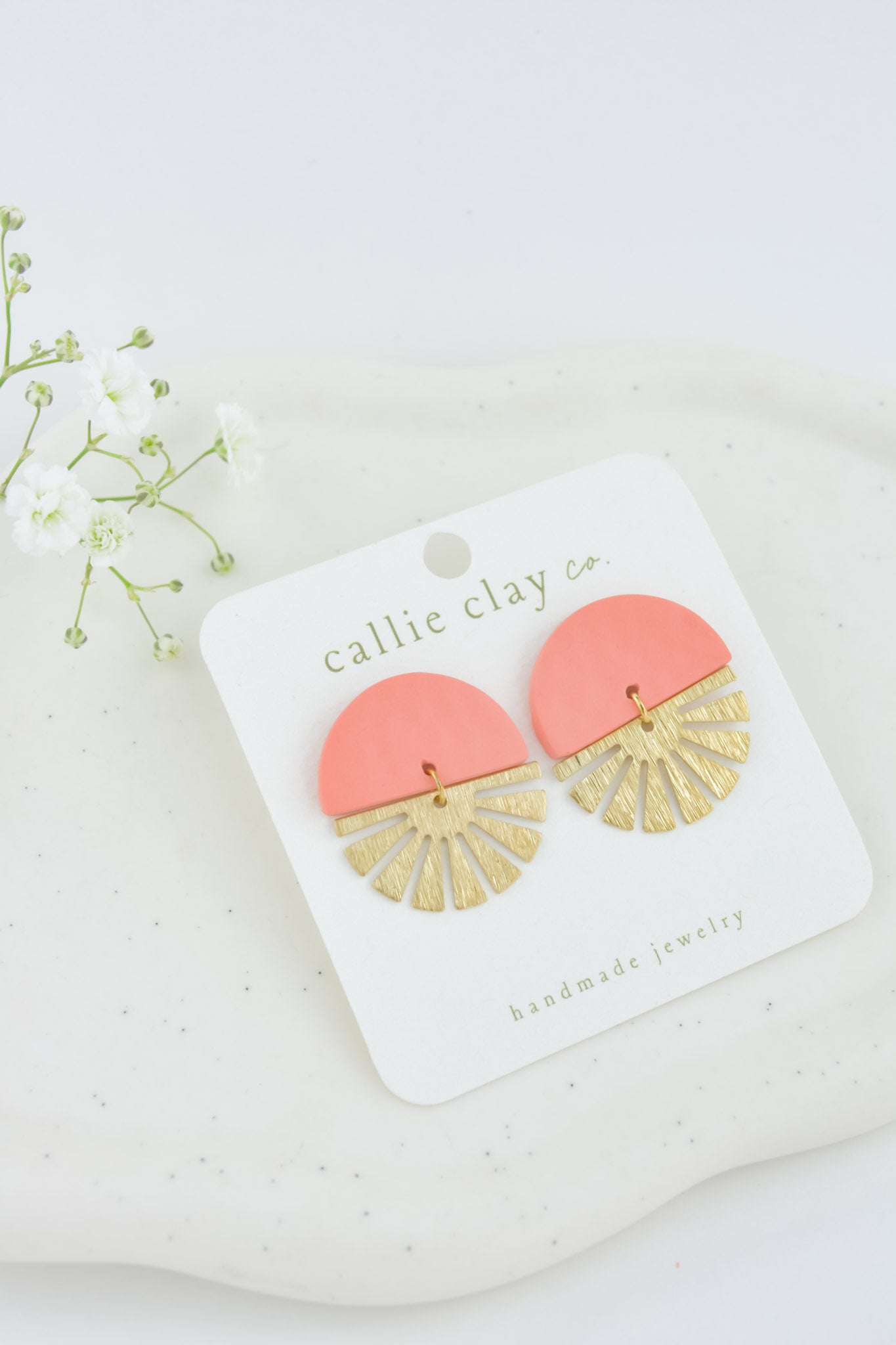 Sunburst Statement Earrings in Peach