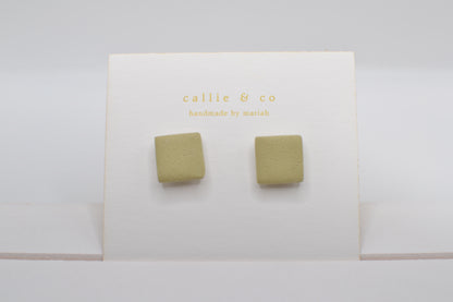 Modern Minimalist Studs | textured sage squares