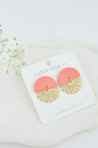 Sunburst Statement Earrings in Peach