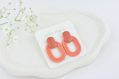 Lola Clay Statement Stud Earrings in Rust