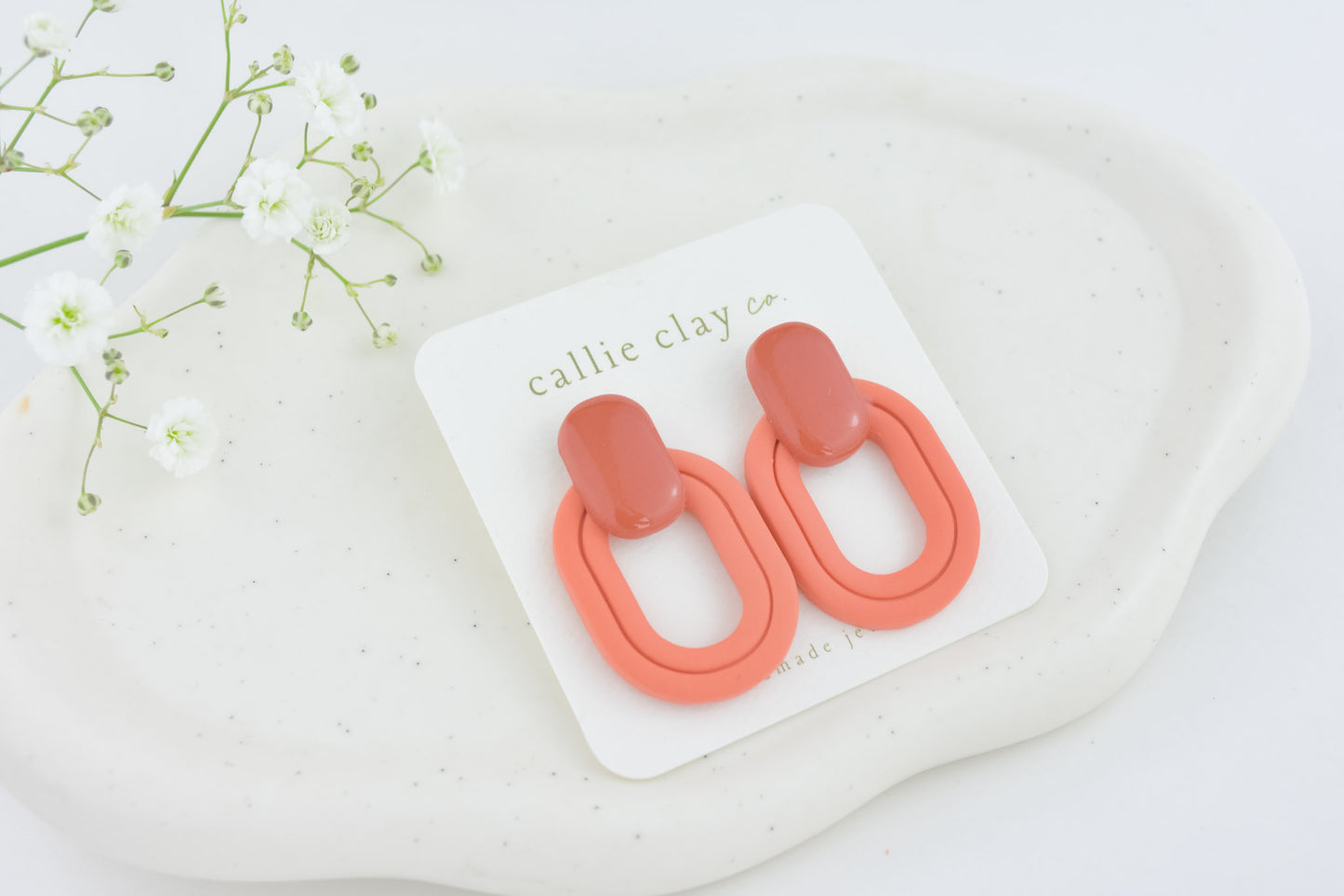 Lola Clay Statement Stud Earrings in Rust