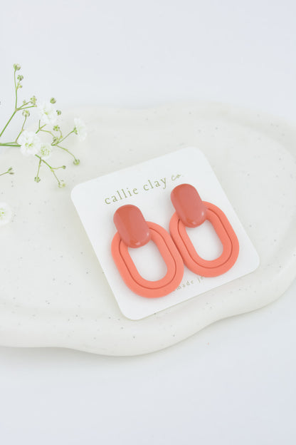 Lola Clay Statement Stud Earrings in Rust