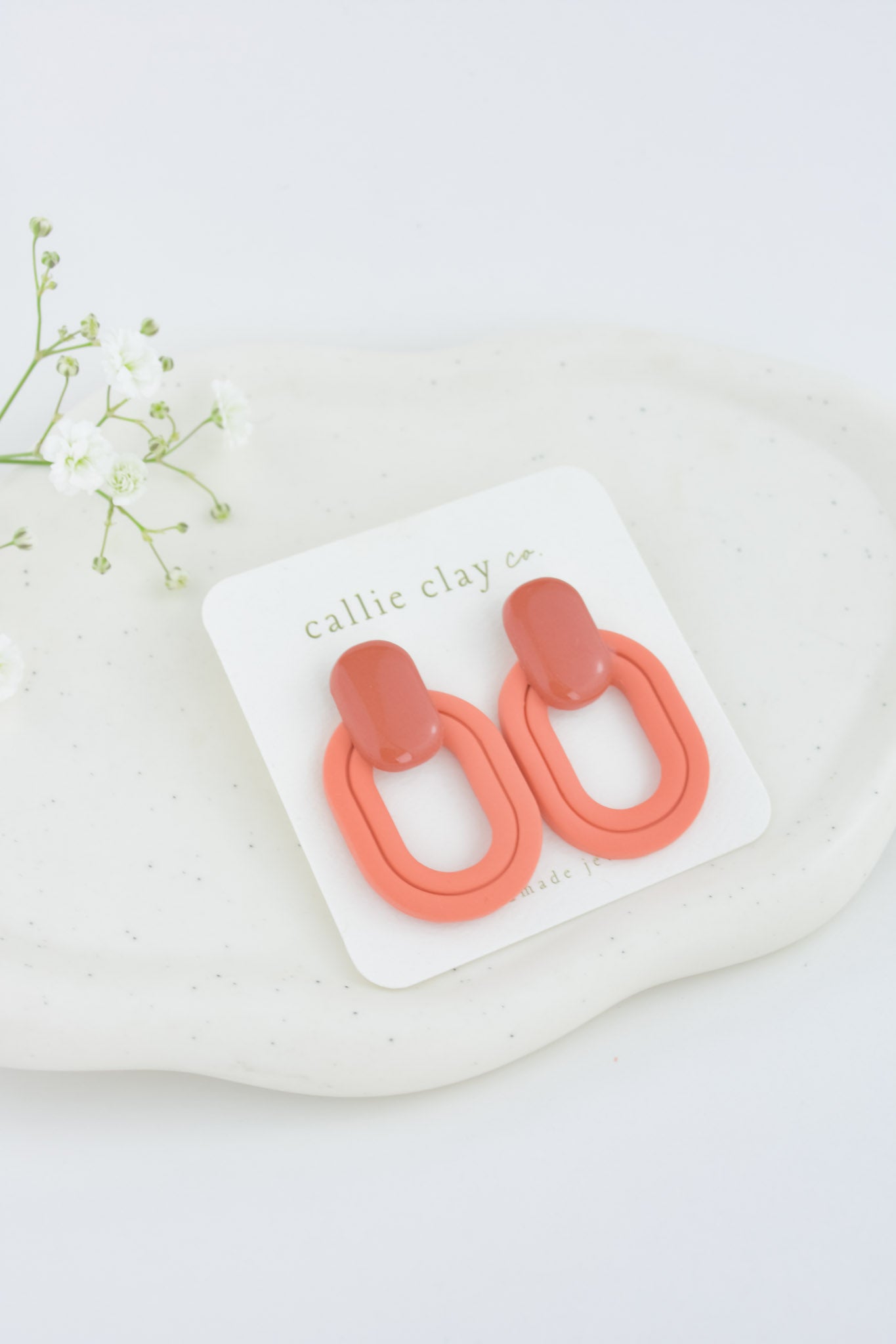 Lola Clay Statement Stud Earrings in Rust