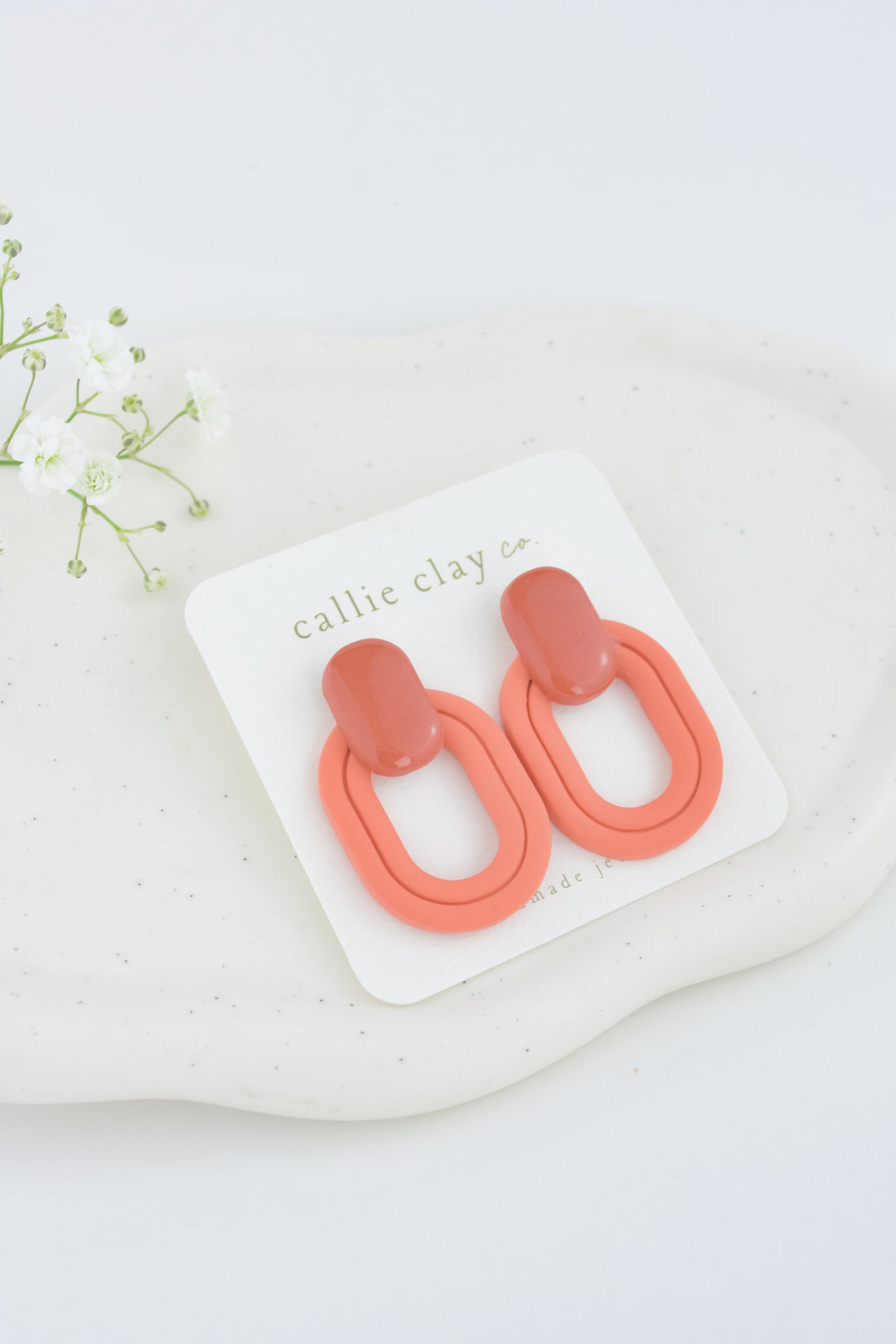 Lola Clay Statement Stud Earrings in Rust