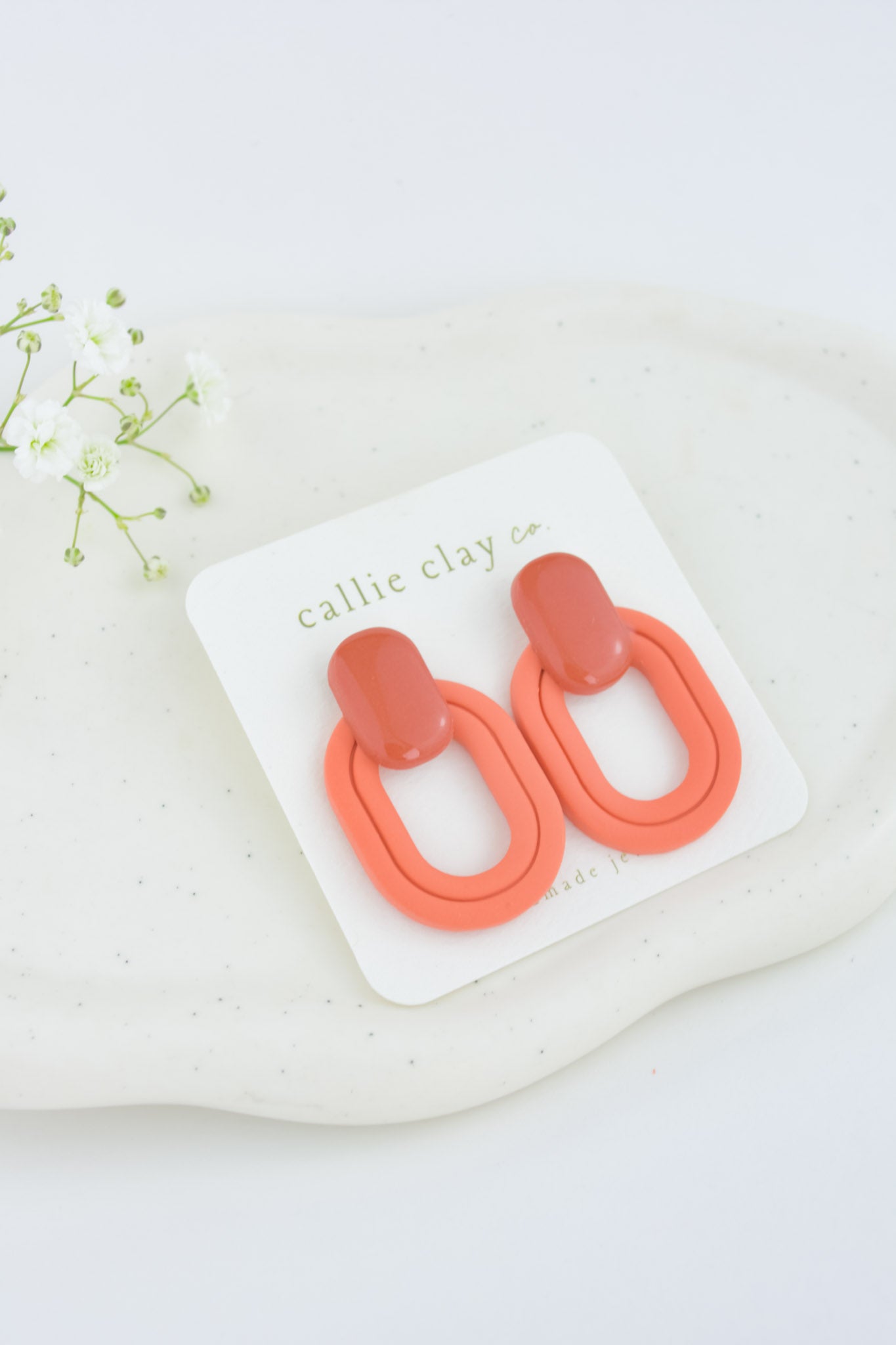 Lola Clay Statement Stud Earrings in Rust