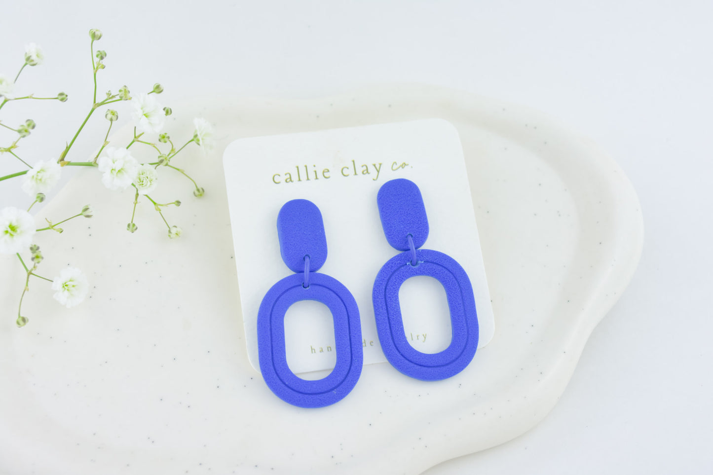 Lola Clay Statement Earrings in Indigo