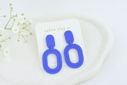 Lola Clay Statement Earrings in Indigo