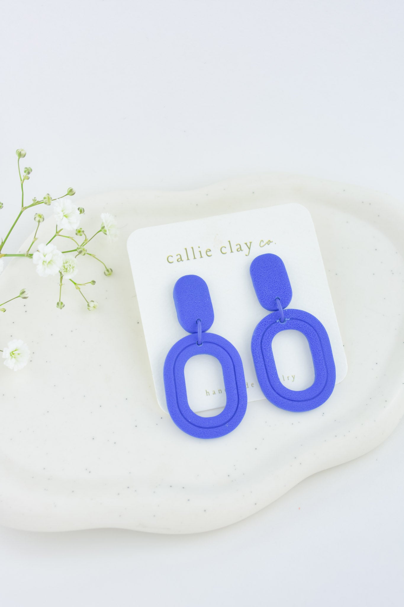 Lola Clay Statement Earrings in Indigo