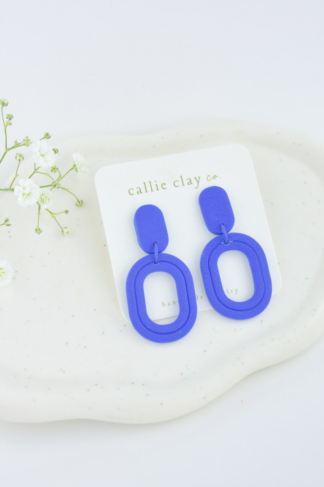 Lola Clay Statement Earrings in Indigo