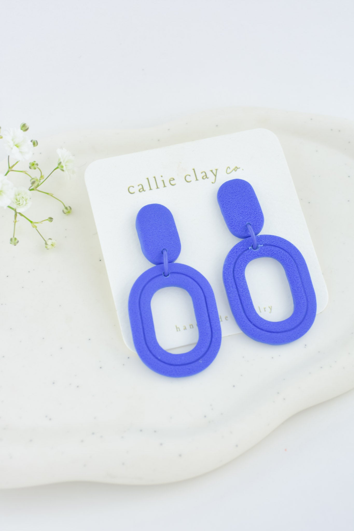 Lola Clay Statement Earrings in Indigo