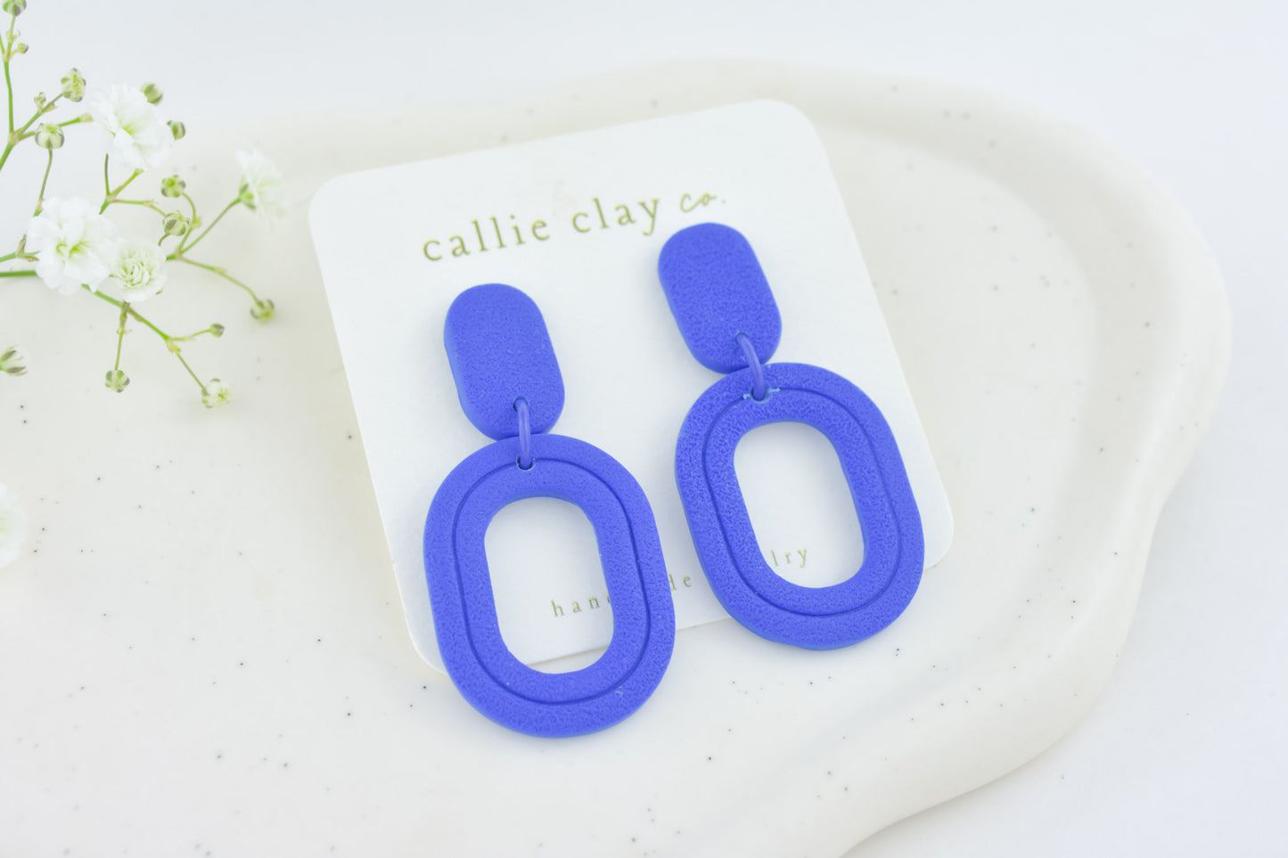 Lola Clay Statement Earrings in Indigo