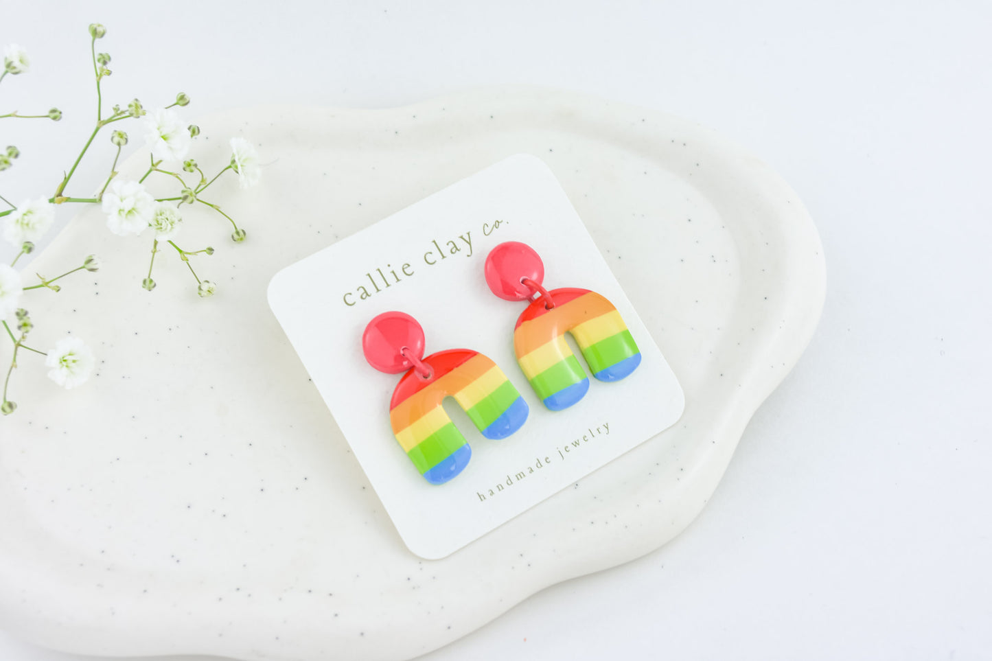 Rainbow Clay Statement Earrings | Glossy Arch Earrings