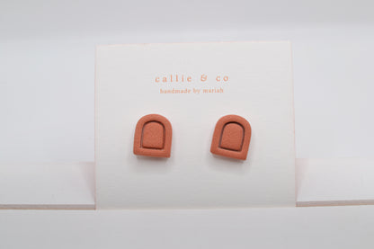 Modern Minimalist Studs | textured scarlet studs