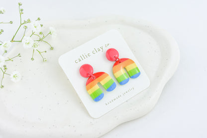 Rainbow Clay Statement Earrings | Glossy Arch Earrings