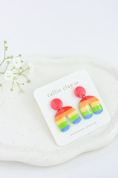 Rainbow Clay Statement Earrings | Glossy Arch Earrings