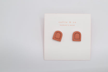 Modern Minimalist Studs | textured scarlet studs