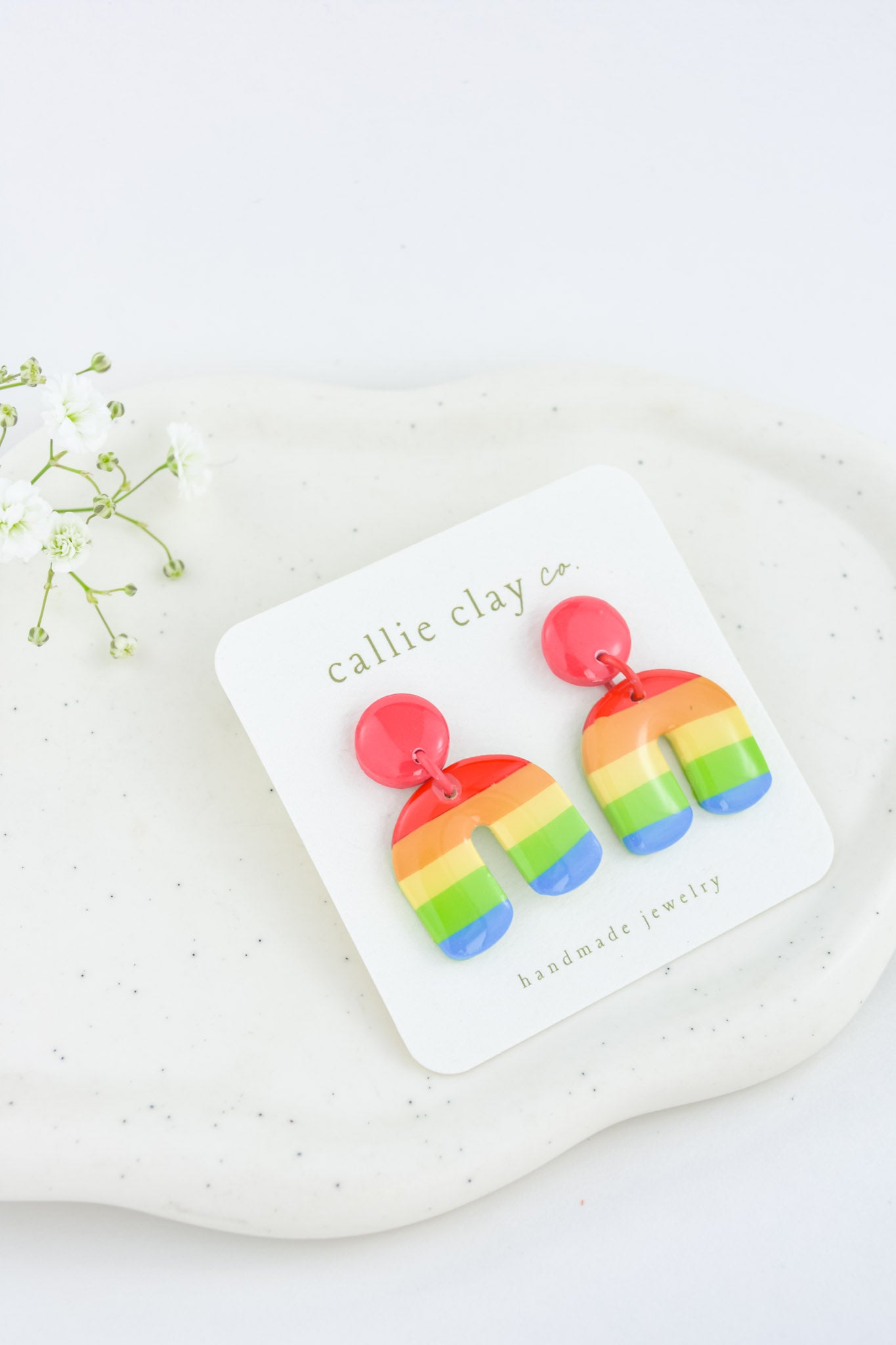 Rainbow Clay Statement Earrings | Glossy Arch Earrings