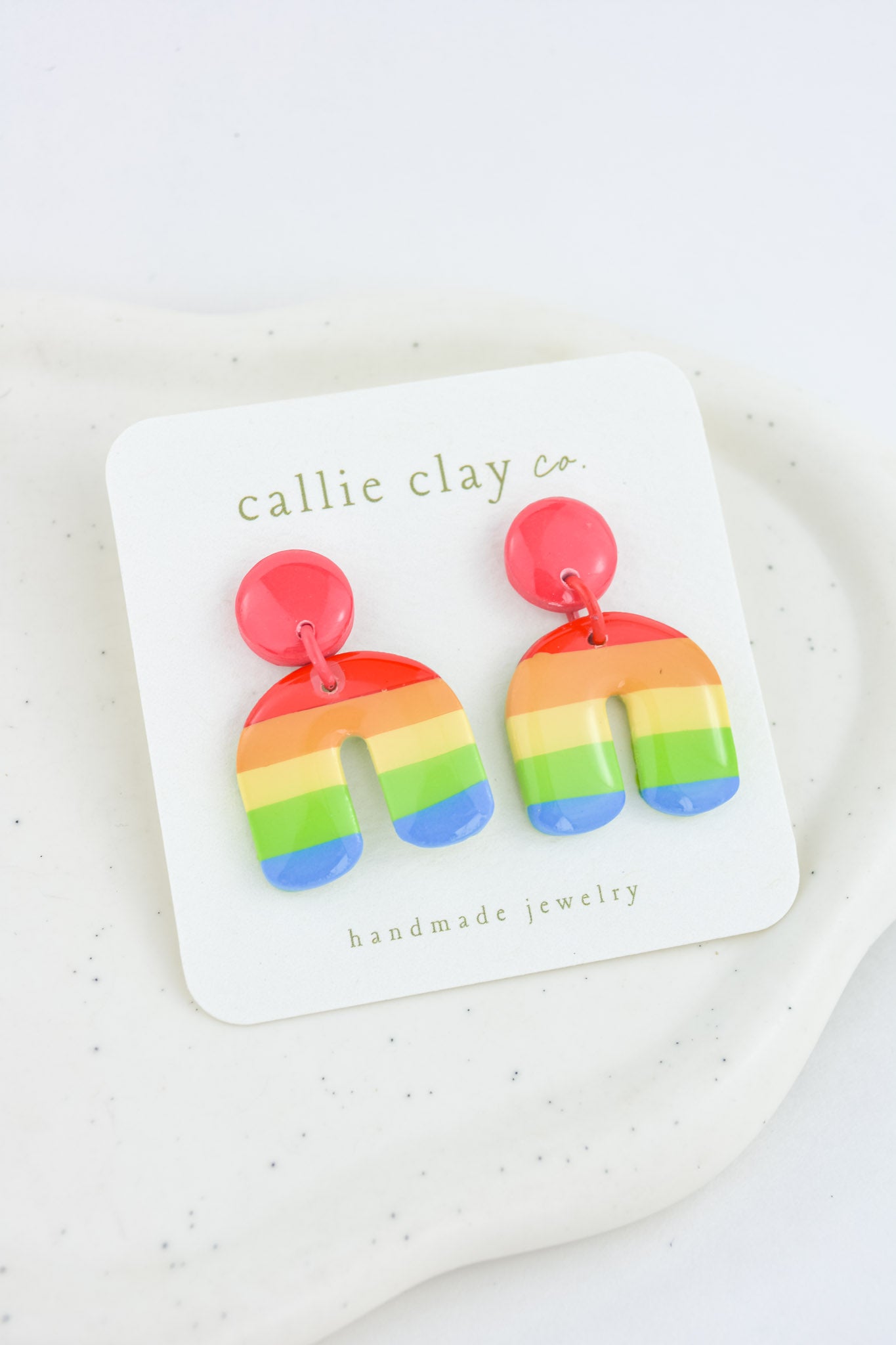 Rainbow Clay Statement Earrings | Glossy Arch Earrings