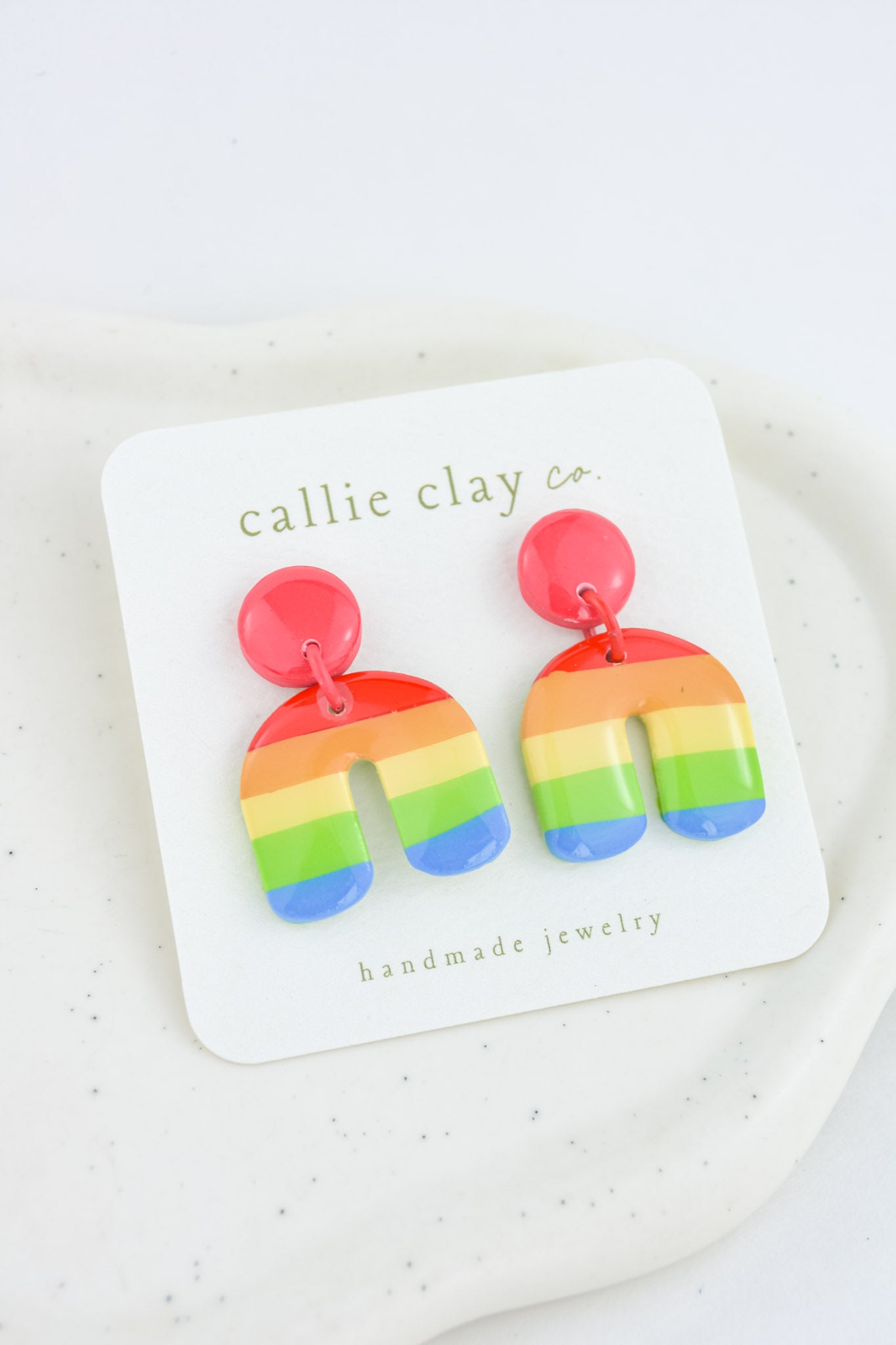 Rainbow Clay Statement Earrings | Glossy Arch Earrings