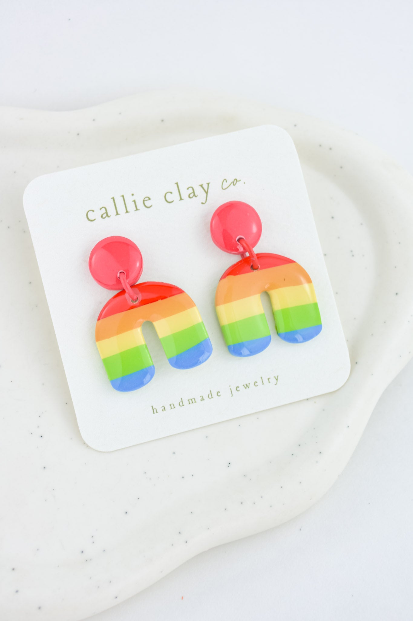 Rainbow Clay Statement Earrings | Glossy Arch Earrings