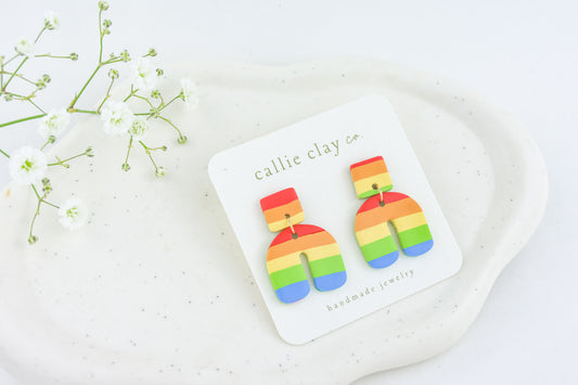 Rainbow Clay Statement Earrings | Arch Earrings