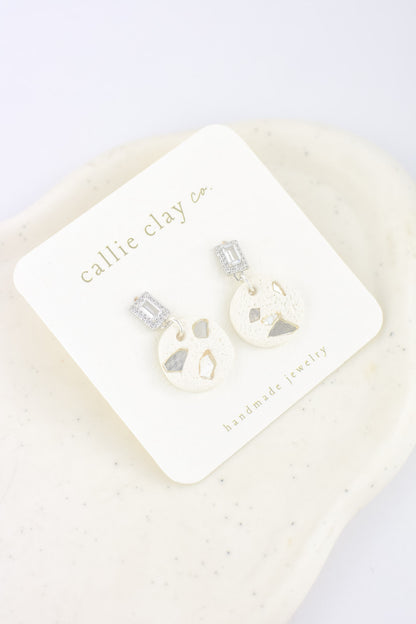 Grace Dangles | Silver & White with Stones