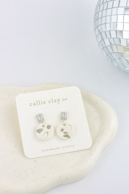 Grace Dangles | Silver & White with Stones