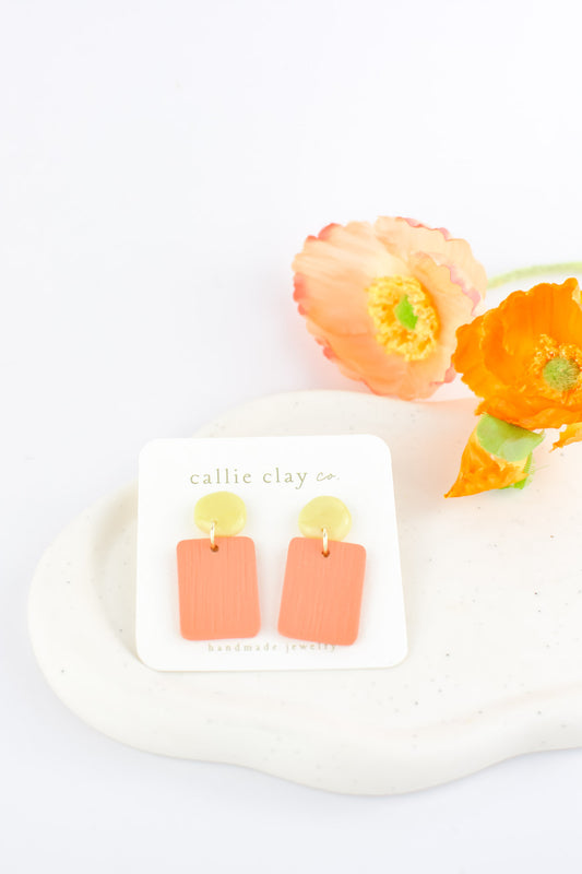 Soleil Dangles | Coral & Green Chartreuse