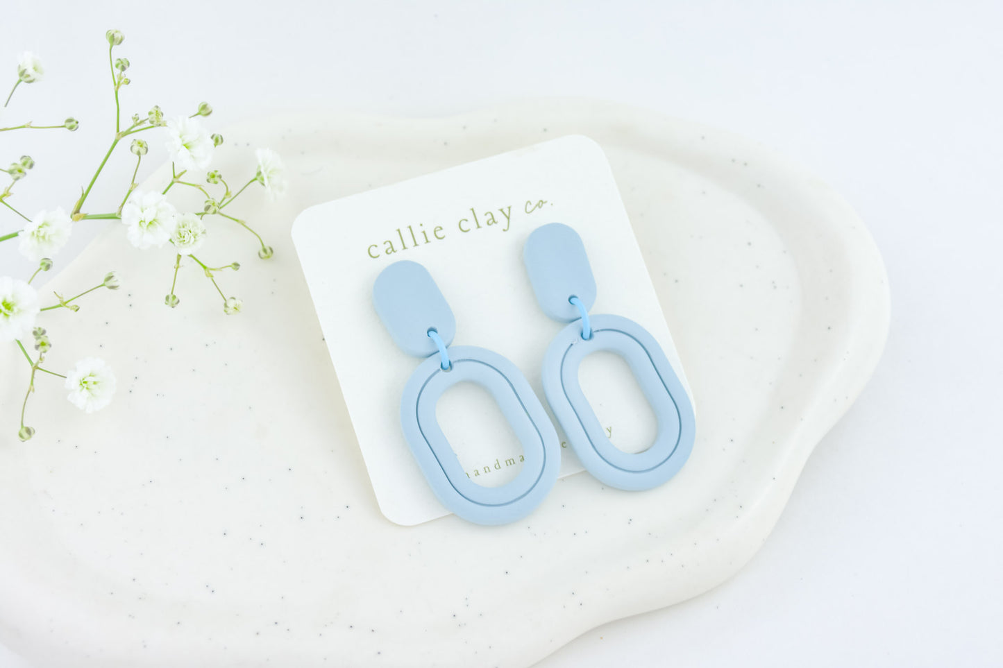 Lola Clay Statement Earrings in Light Blue