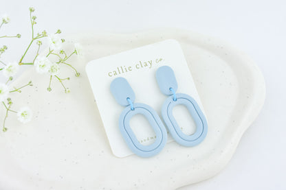 Lola Clay Statement Earrings in Light Blue